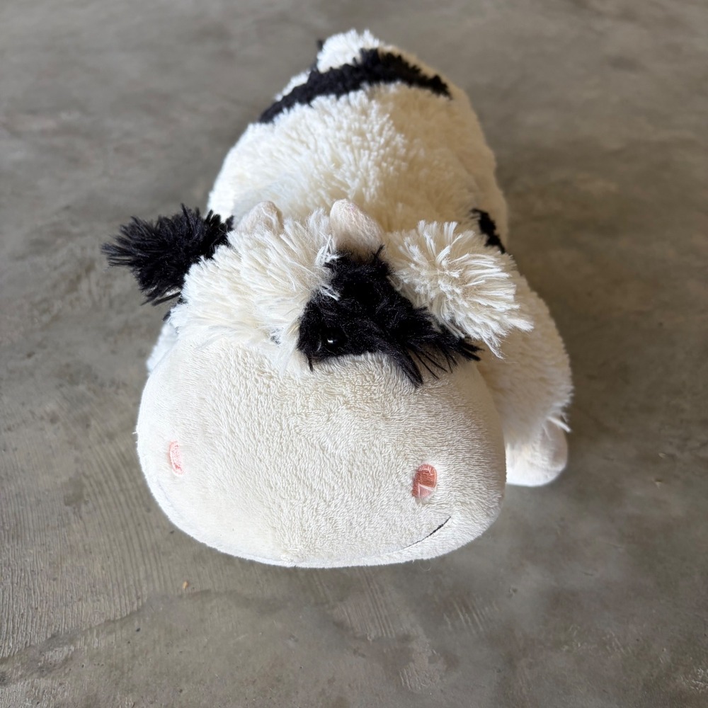 Pillow Pets Pee-Wees Cow 11 inch Plush Black White Spotted Travel Pillow 2010